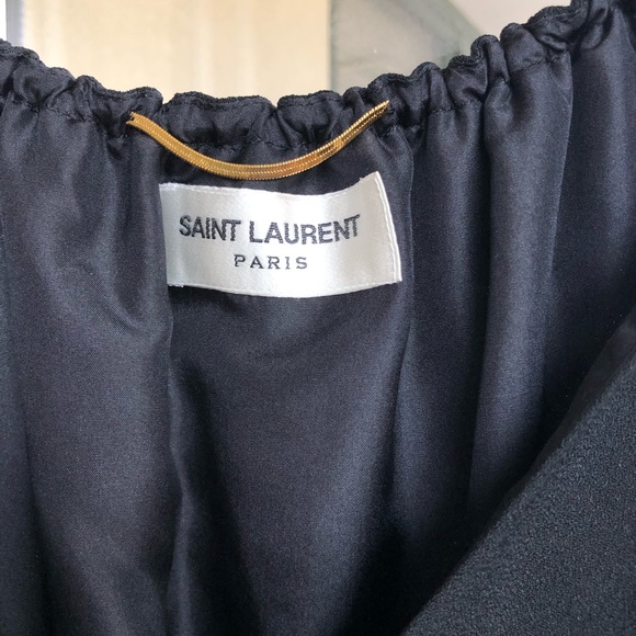 Saint Laurent Tassel Mini Dress In Black Sablé - Picture 3 of 6